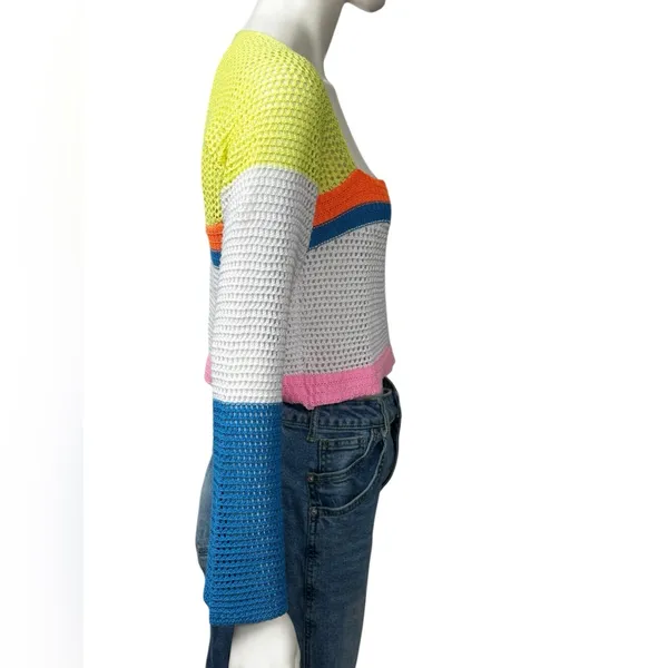 Unbranded Colorblock Colorful Women's Crochet Sweater - Image 3
