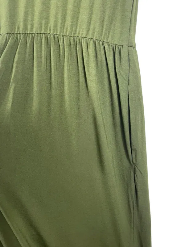 BTFBM Olive Green Jumpsuit Sleeveless Flowy M Minimalist Lounge Pocket NWT - Image 6