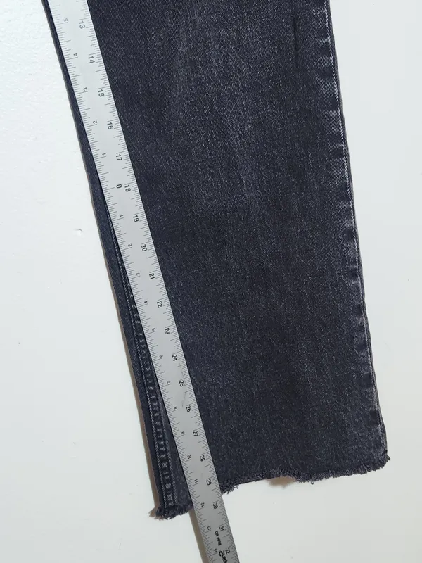 Abercrombie & Fitch Black The Baggy Low Rise Jeans Cut-off Hem Size 27/Size 4 - Image 7