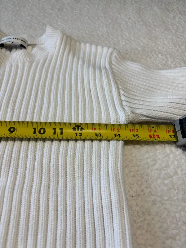 English Factory white Minimalist Cropped Ribbed Knit Sweater Medium 100% Cotton - Image 4