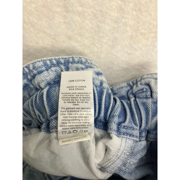 PacSun Womens Mom Jeans Light Wash High‎ Rise Elastic Waist Denim Size L - Image 5