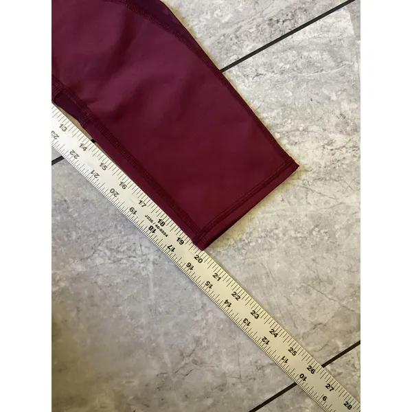 Alo Yoga Burgundy High Waist Mesh Panel Crop Leggings W5475R Size Small - Image 9
