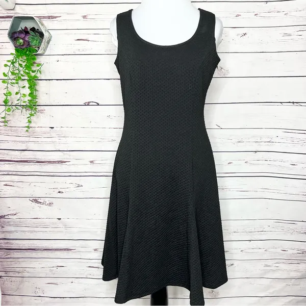 Calvin Klein Black Textured Sleeveless Fit & Flare Dress Size 4 Small - Image 2