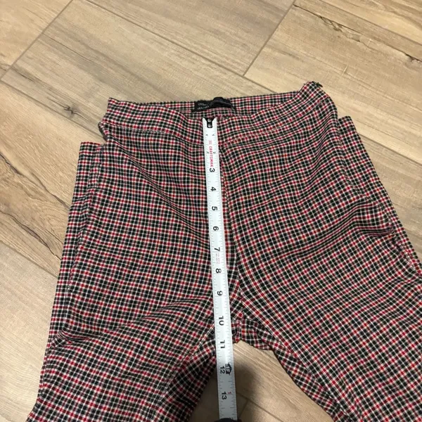 Urban Outfitters Plaid Stretch Crop Kick Flare Pants‎ red black Sz 0 - Image 8