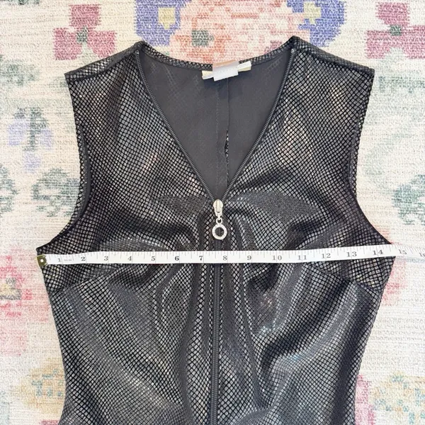 VTG Cache Y2K Zip Front Bodycon‎ Dress Small Black Rave Party Cyber Goth - Image 6