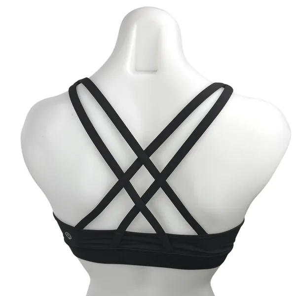 Lululemon Women's Black Cross Strappy Workout Athletic Crop Sports Bra Top Sz S - Image 2