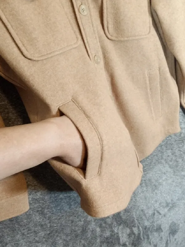 J.Crew Camel Button-Up Shirt Jacket Wool Blend Layering Neutral Quiet Luxury S - Image 3