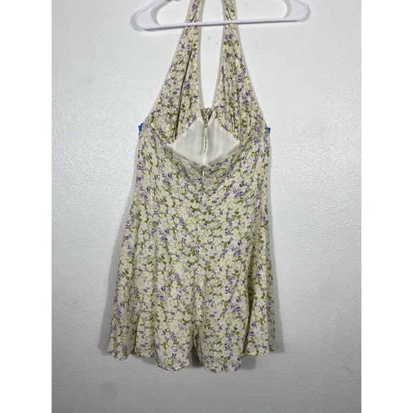 Maeve by Anthropologie Cream Halter Mini Dress with Lavender Floral 100% Viscose - Image 7