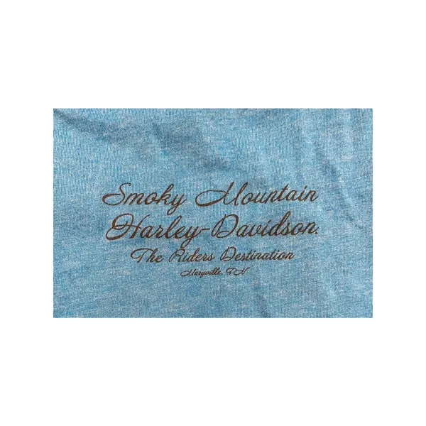 Harley-Davidson Smoky Mountain Blue Winged Logo Graphic Tee Med Biker Y2K - Image 3