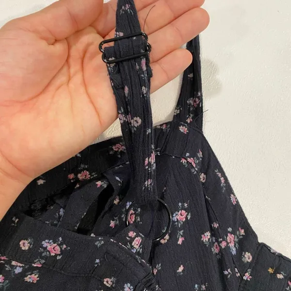 American Eagle Floral Babydoll Mini Dress Women Small Navy Button Front Sundress - Image 10