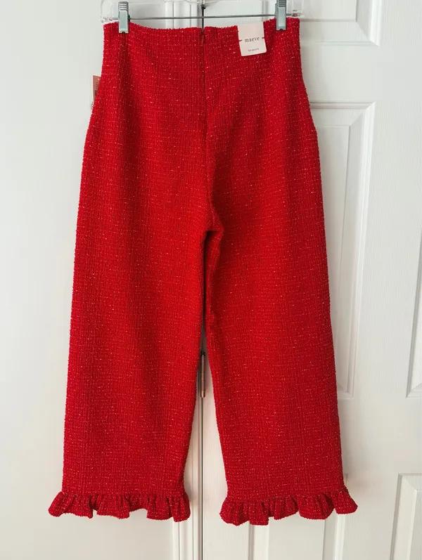Anthropologie Maeve The Colette Crop Wide-Leg Pants: Tweed Edition, Size 27 - Image 12