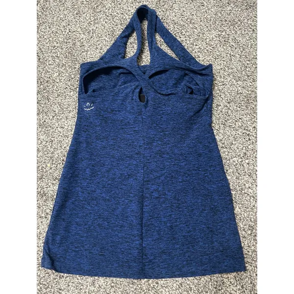 Beyond Yoga heathered blue athletic Carefree Cut-Out tank top L - Image 9