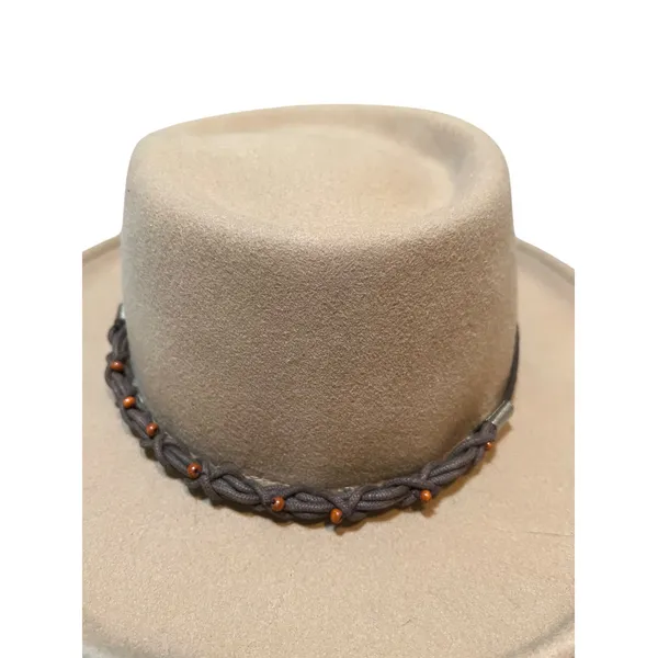 Vintage Coldwater Creek Womens One Size Light Brown Hat Braided Beaded 100% Wool - Image 2