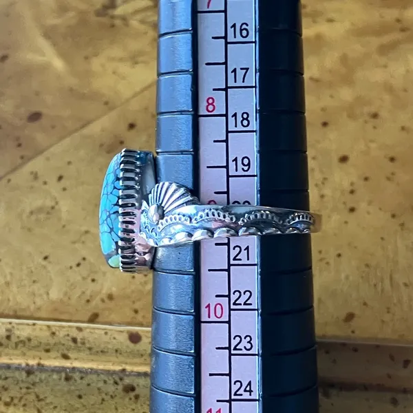 Matrix Turquoise Sterling Silver Ring Size 9 Blue - Image 8