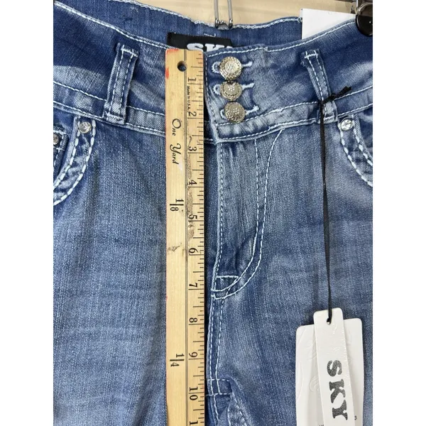NWT SKY Flare Jeans Women Size 13 Super Soft Angel Wings Red Heart Rhinestone - Image 8