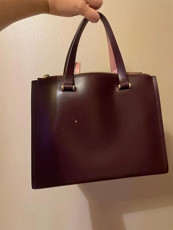 Kate Spade New York Two-Tone Burgundy and Pink Leather Satchel and Wallet Set - Image 2