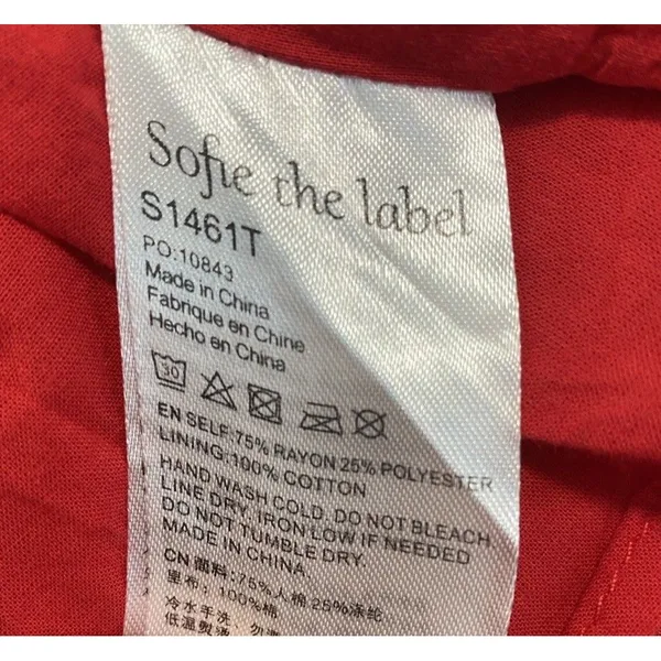 Sofie the label Red Puff Sleeve Smocked Ruffle Cropped Top Square Neck Size S - Image 9
