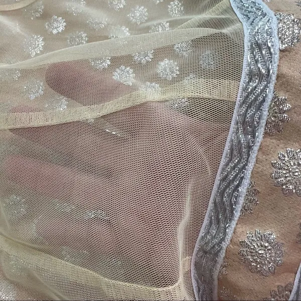 Handmade India Beaded Mesh Tunic Dress Champagne Gold Silver Embellished L/XL *Runs Small - Image 11