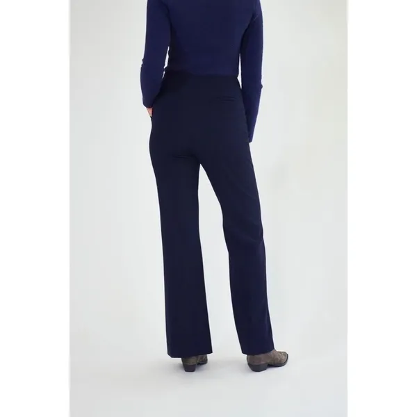 NANUSHKA Tulip Cady‎ Flared Trousers Navy Blue Solid Slit Legs Office Small - Image 8