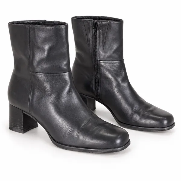 Easy Spirit Ankle Boots Womens Black Leather Square Toe Block Heel Side Zip - Image 12