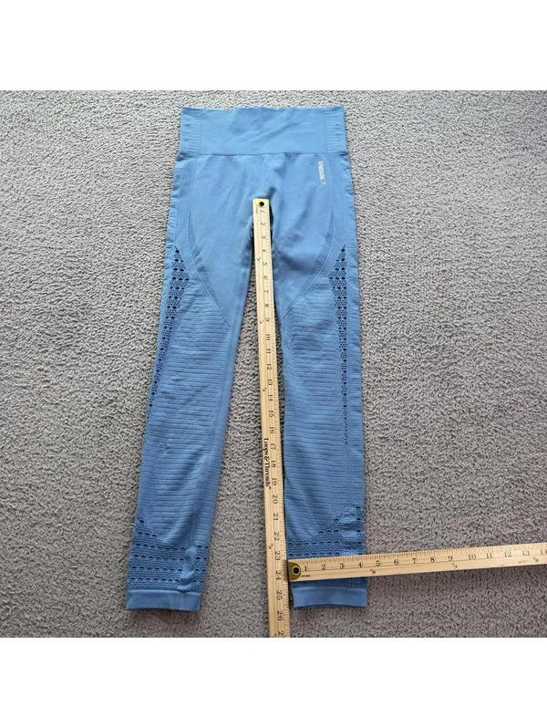 Gymshark Seamless Leggings Womens Small Blue High Waisted Athletic Workout Pants - Image 4