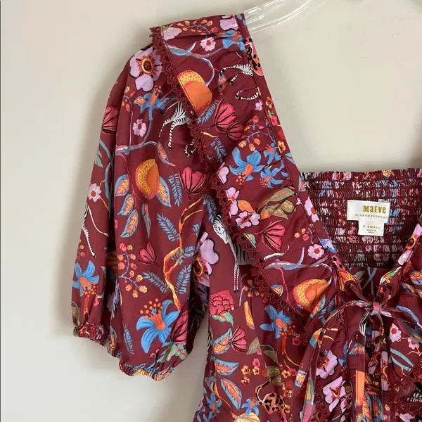 Anthropologie Maeve Babydoll Blouse Tiger Zebra Safari Print Sz XS - Image 3