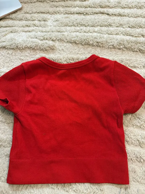 Red Garage V-Neck Crop Top - Image 2