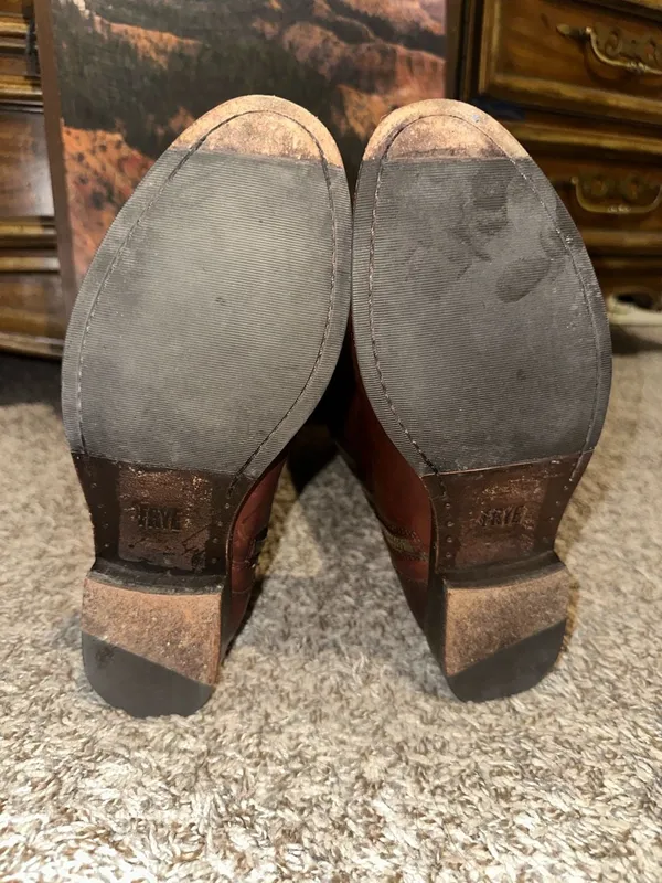 FRYE Molly Button Tall Brown Leather Riding Boots - Image 16