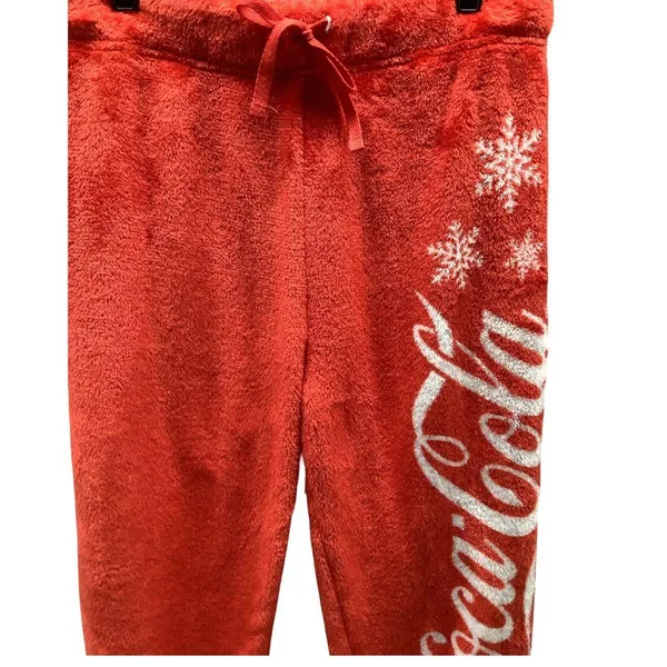 Coca-Cola Size Small Women’s Red Lounge Pants with Snowflakes. Preloved - Image 3