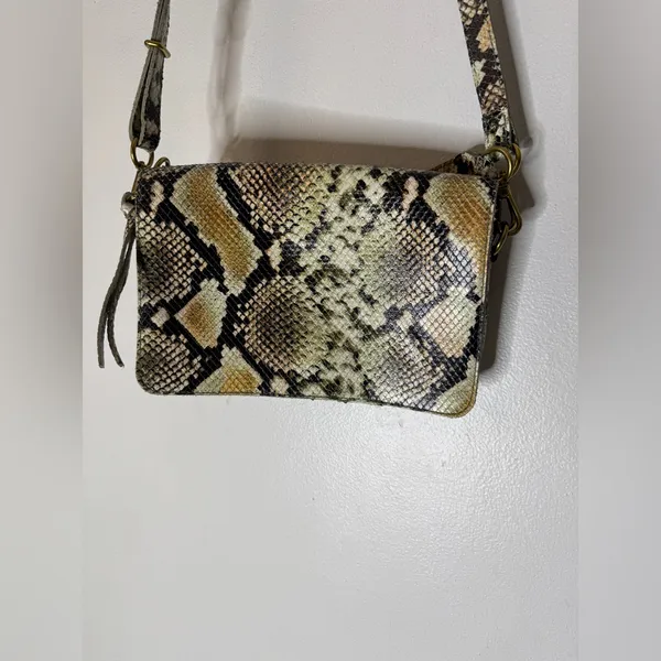 Madewell The Flap Convertible‎ Crossbody Snake Embossed Leather Bag Purse - Image 2