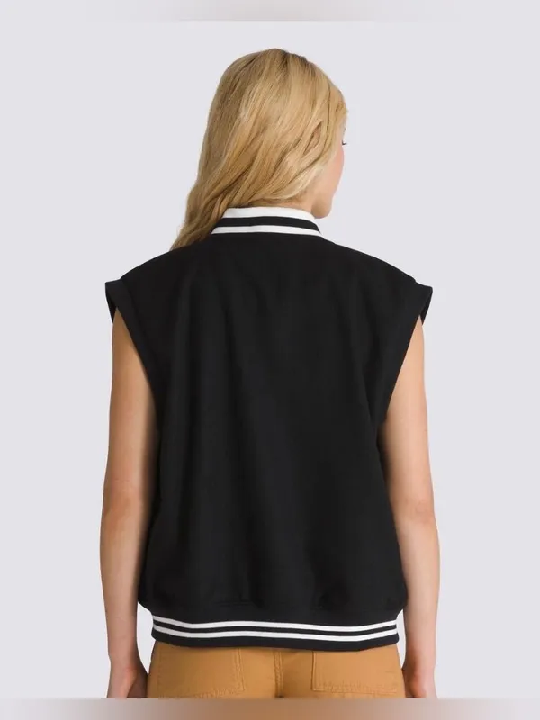 NEW Vans Piper Stadium Vest Black Wool Blend Varsity Bomber‎ Preppy Streetwear - Image 3