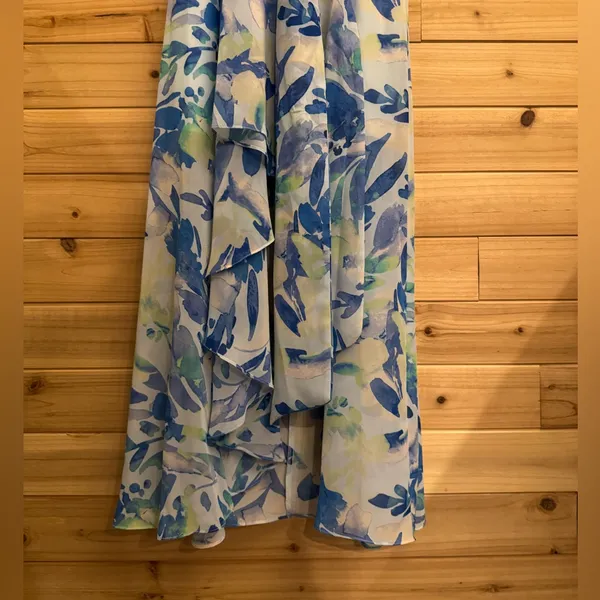 NWT Eliza J Size 10 Floral Long Sleeve Ruffled Hi Low Maxi Dress Party Wedding - Image 3