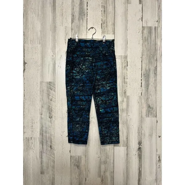 Old Navy Active Go-Dry Cropped Compression Leggings Womens Small Blue Mosaic - Image 3