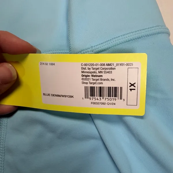 All in Motion Biker Shorts Womens Plus 1X Blue Denim High Rise 6" Inseam NWT - Image 3
