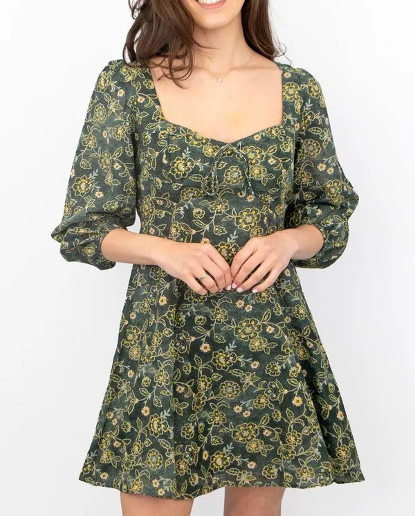 J.Crew Floral Green Mini Dress - Image 2