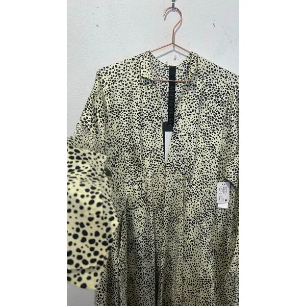 PETAR PETROV Neutral Light Green 100% Silk Black Spots Alex Silk Dress size XS - Image 7