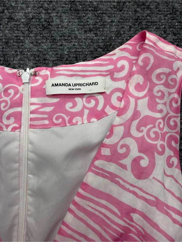 Amanda Uprichard Women’s Small Pink and White Printed Tie-Front V-Neck Camisole - Image 3