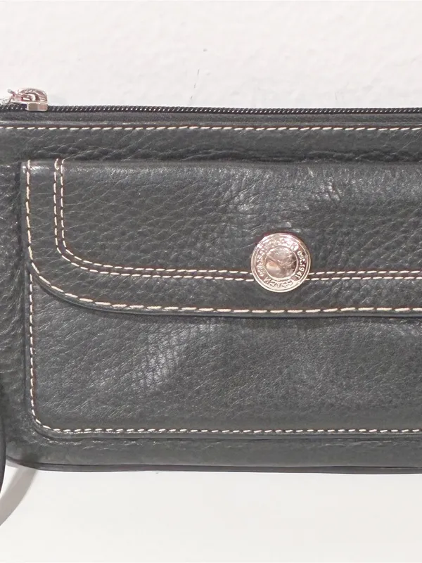 Coach Clutch Wingslet Black Bag Zippered Snap Closure Pebbled Leather - Image 2