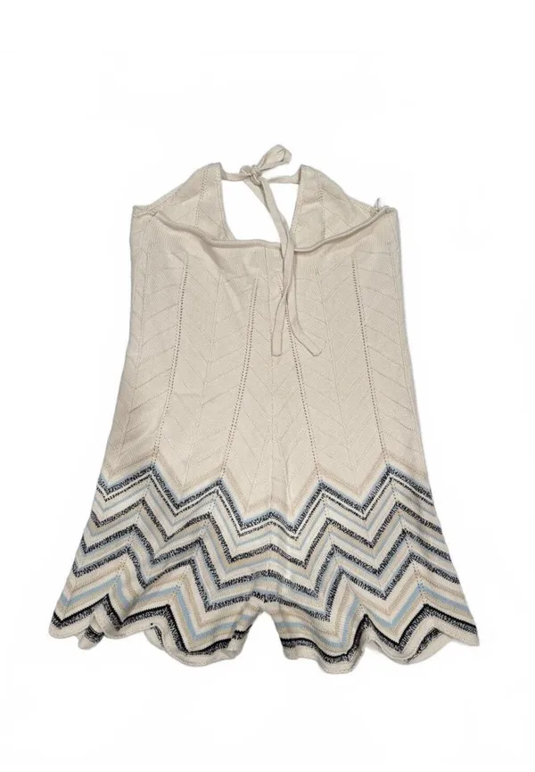 NWT American Eagle Beige Crochet Knit Halter Romper - Image 4