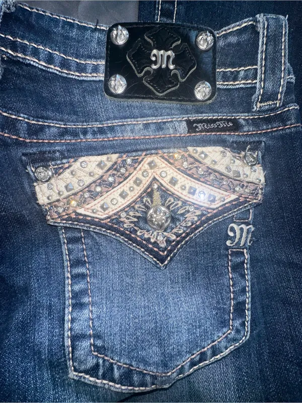 Miss Me Western Rodeo Cowgirl Denim Rhinestone Bootcut Jeans! - Image 8