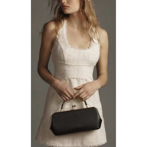 Anthropologie $180 White Scoop Neck Tweed‎ Tank Top Mini Dress Size 10 - Image 2