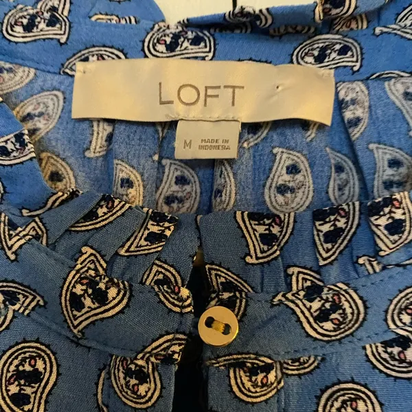 Loft Paisley Ruffle Button Blouse in Blue - Image 7