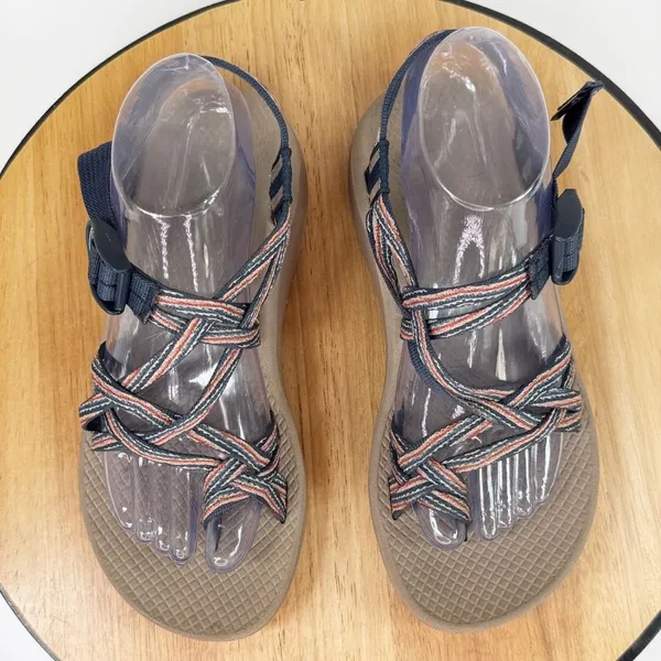 Chaco Zcloud ZX/2 Cloud Dual Strap Cushioned Sandals‎ Tan Blue Womens 8 - Image 4