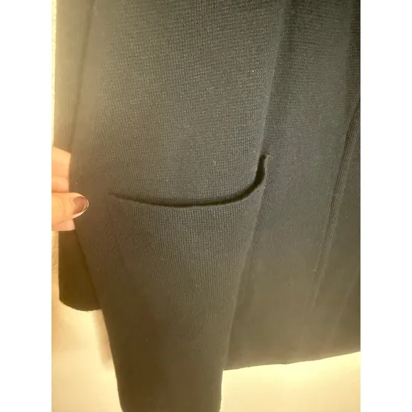 J. CREW Women's M Eloise Blazer Cardigan Sweater Black Wool Blend Patch Pockets - Image 7