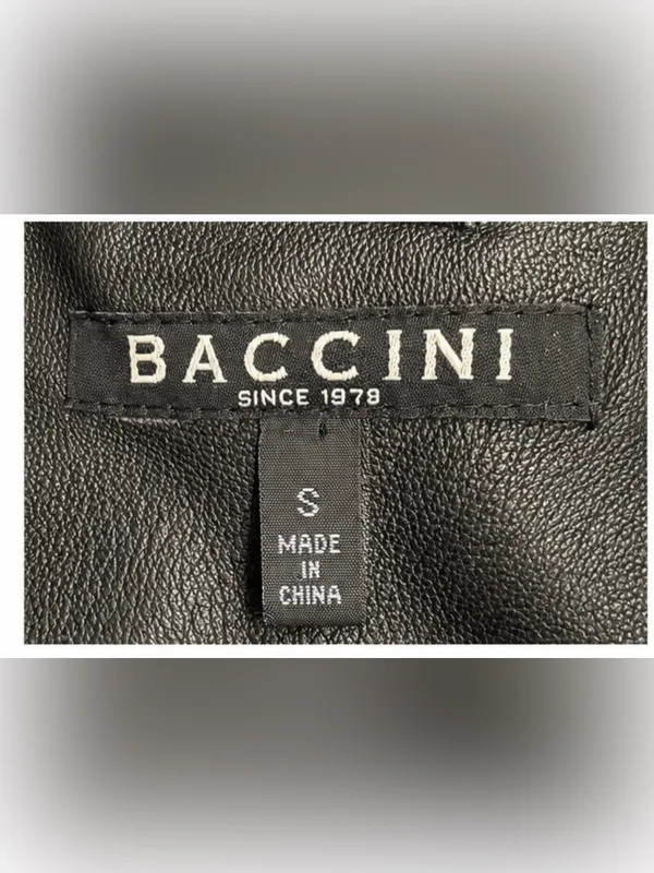 Baccini Black Faux Leather Zip Front Jacket Small Realistic Leather Look - Image 5
