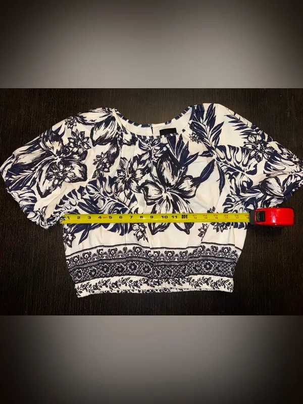 Alex Marie Cropped Linen Blend Batik Woven Bondi Blouse Resort Wear Size M - Image 3