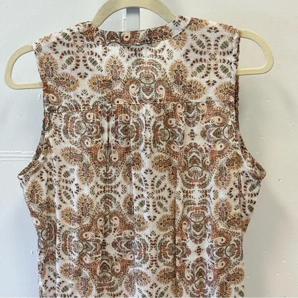 Artesia Boutique Sleeveless Boho Paisley Sleeveless Top Brown and Cream Medium‎ - Image 5