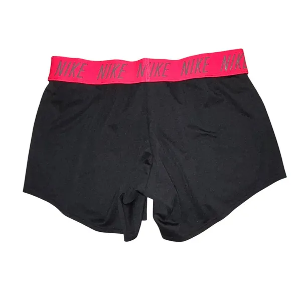 Nike Dri-FIT Womens Running Shorts Black Pink Logo Waistband 885273-013 Size M - Image 2