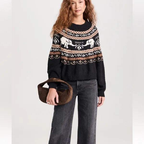 FREE‎ PEOPLE Nellie Fair Isle Elephant Sweater size Medium - Image 10