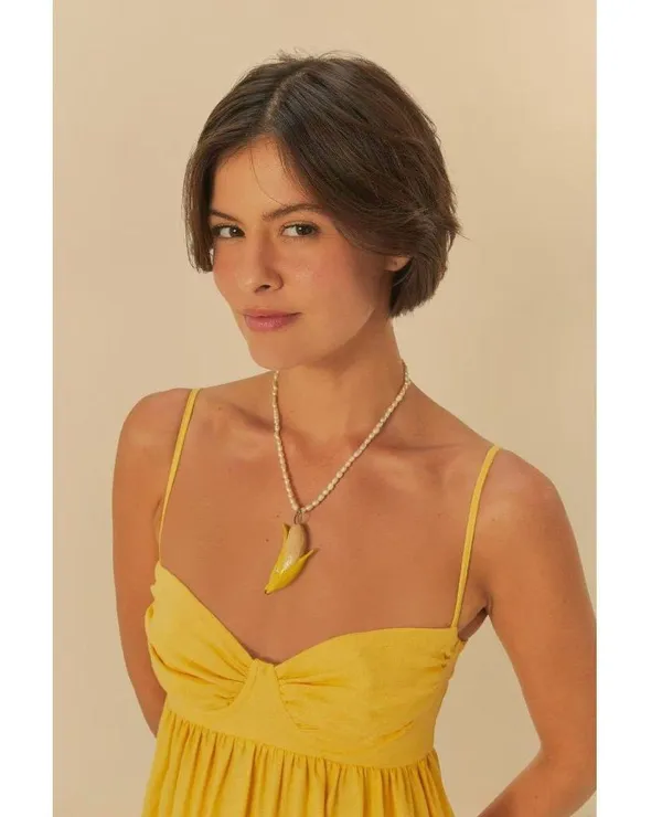 NWT Farm Rio Linen Blend Yellow Sleeveless Maxi Dress Size XS - Image 3